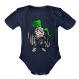 Character #114  Organic Short Sleeve Baby Bodysuit - dark navy