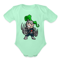 Character #114  Organic Short Sleeve Baby Bodysuit - light mint