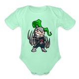 Character #114  Organic Short Sleeve Baby Bodysuit - light mint