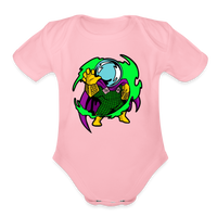Character #115  Organic Short Sleeve Baby Bodysuit - light pink