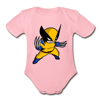 Character #1 Organic Short Sleeve Baby Bodysuit - light pink