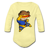 Character #2 Organic Long Sleeve Baby Bodysuit - washed yellow
