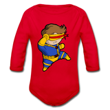 Character #2 Organic Long Sleeve Baby Bodysuit - red