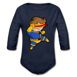 Character #2 Organic Long Sleeve Baby Bodysuit - dark navy