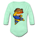 Character #2 Organic Long Sleeve Baby Bodysuit - light mint