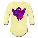 Character #3 Organic Long Sleeve Baby Bodysuit - washed yellow