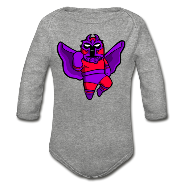 Character #3 Organic Long Sleeve Baby Bodysuit - heather gray