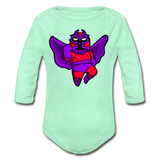 Character #3 Organic Long Sleeve Baby Bodysuit - light mint