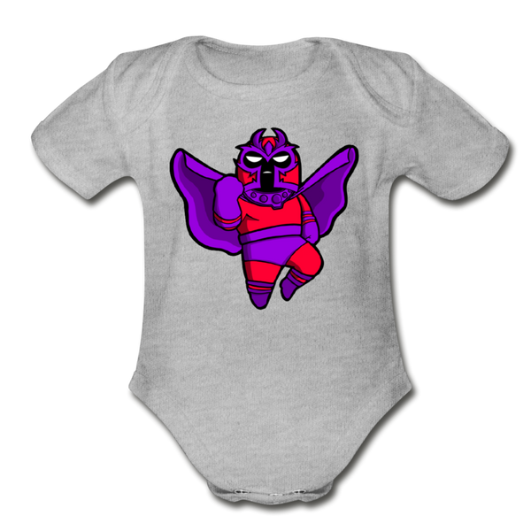 Character #3 Organic Short Sleeve Baby Bodysuit - heather gray