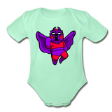 Character #3 Organic Short Sleeve Baby Bodysuit - light mint