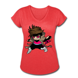 Character #4 Women's Tri-Blend V-Neck T-Shirt - heather red