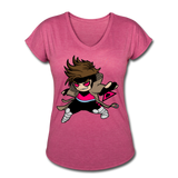Character #4 Women's Tri-Blend V-Neck T-Shirt - heather raspberry