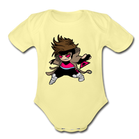 Character #4 Organic Short Sleeve Baby Bodysuit - washed yellow