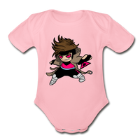 Character #4 Organic Short Sleeve Baby Bodysuit - light pink