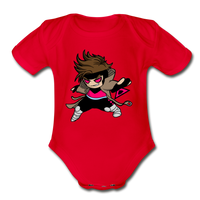 Character #4 Organic Short Sleeve Baby Bodysuit - red