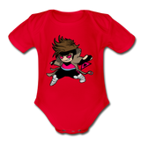 Character #4 Organic Short Sleeve Baby Bodysuit - red