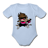 Character #4 Organic Short Sleeve Baby Bodysuit - sky