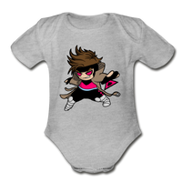 Character #4 Organic Short Sleeve Baby Bodysuit - heather gray