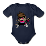 Character #4 Organic Short Sleeve Baby Bodysuit - dark navy