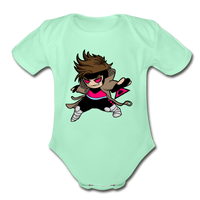 Character #4 Organic Short Sleeve Baby Bodysuit - light mint