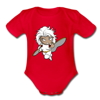 Character #5 Organic Short Sleeve Baby Bodysuit - red