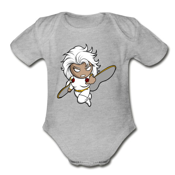 Character #5 Organic Short Sleeve Baby Bodysuit - heather gray