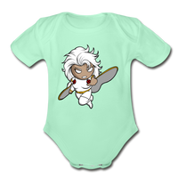 Character #5 Organic Short Sleeve Baby Bodysuit - light mint