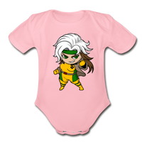 Character #6 Organic Short Sleeve Baby Bodysuit - light pink