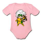 Character #6 Organic Short Sleeve Baby Bodysuit - light pink