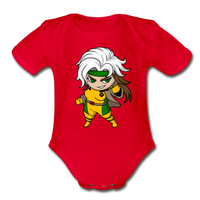 Character #6 Organic Short Sleeve Baby Bodysuit - red