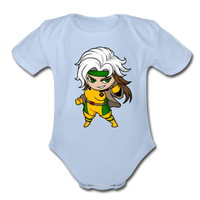 Character #6 Organic Short Sleeve Baby Bodysuit - sky