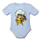 Character #6 Organic Short Sleeve Baby Bodysuit - sky