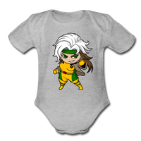 Character #6 Organic Short Sleeve Baby Bodysuit - heather gray