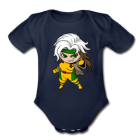 Character #6 Organic Short Sleeve Baby Bodysuit - dark navy