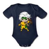 Character #6 Organic Short Sleeve Baby Bodysuit - dark navy