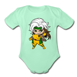 Character #6 Organic Short Sleeve Baby Bodysuit - light mint