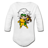 Character #6 Organic Long Sleeve Baby Bodysuit - white