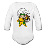 Character #6 Organic Long Sleeve Baby Bodysuit - white