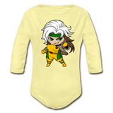 Character #6 Organic Long Sleeve Baby Bodysuit - washed yellow