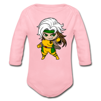 Character #6 Organic Long Sleeve Baby Bodysuit - light pink