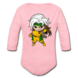 Character #6 Organic Long Sleeve Baby Bodysuit - light pink