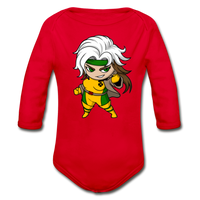 Character #6 Organic Long Sleeve Baby Bodysuit - red
