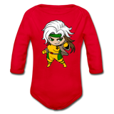Character #6 Organic Long Sleeve Baby Bodysuit - red