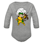 Character #6 Organic Long Sleeve Baby Bodysuit - heather gray