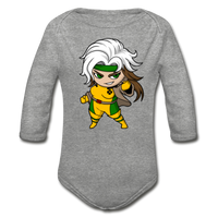 Character #6 Organic Long Sleeve Baby Bodysuit - heather gray