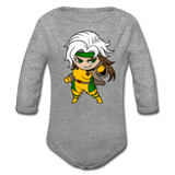 Character #6 Organic Long Sleeve Baby Bodysuit - heather gray