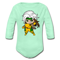 Character #6 Organic Long Sleeve Baby Bodysuit - light mint