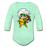 Character #6 Organic Long Sleeve Baby Bodysuit - light mint