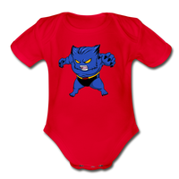 Character #7 Organic Short Sleeve Baby Bodysuit - red