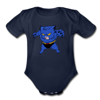Character #7 Organic Short Sleeve Baby Bodysuit - dark navy